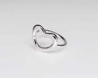 Zilveren Hart Ring - Sterling Zilveren Ring - Chunky Heart Ring - Minimale Ring - Love Ring - Valentijnscadeau - Big Heart Ring - Cadeau voor haar