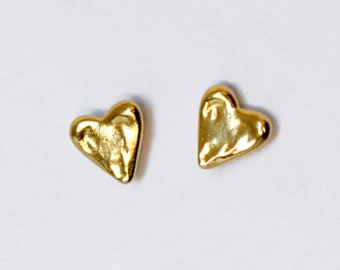 Heart Stud Earrings - Gold Heart Earrings - Silver Heart Studs - Sterling Silver Love Earrings - Valentine Gift for Her - Small Heart Studs