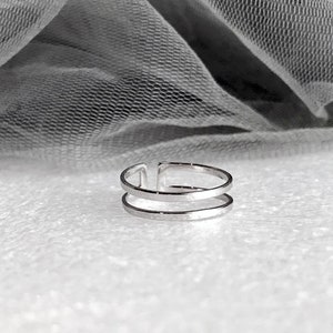 Silver Adjustable Ring - Sterling Silver Open Ring - Minimal Ring - Simple Adjustable Ring - Silver Double Ring