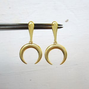 Moon Dangle Earrings -  Golden Moon Earrings - Gold Plated Moon Earrings - Sterling Silver Moon Earrings - Moon Drop Earrings