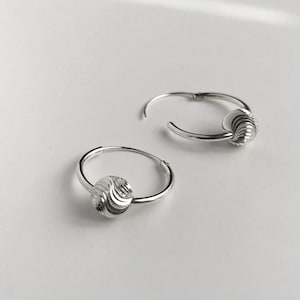 Silver Hoop Earrings - Hoops with Ball - Ball Hoop Earrings - Charm Hoop Earrings - Small Hoops Sterling Silver - Hoops with Charm