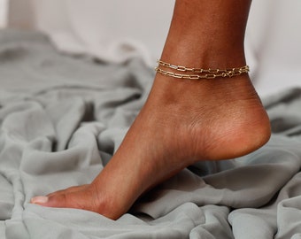 Paper Clip Anklet - Link Chain Anklet - Gold Chain Anklet - Sterling Silver Paper Clip - Trendy Chain - Minimal Chain - Silver Anklet