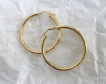 Boucles d'oreilles Golden Hoop - Boucles d'oreilles Silver Hoop - Cerceaux plaqués or - Petites boucles d'oreilles Hoop - Boucles d'oreilles Big Hoop - Cerceaux de qualité argentée - Cerceau d'or