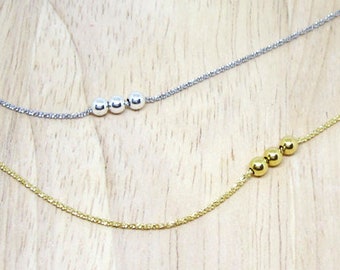 Silber Ball Halskette - golden Minimal Halskette - zierliche Sterling Silber Halsband - Silber Punkte Halskette - Gold Ball Halsband - Rosenkranz Halskette