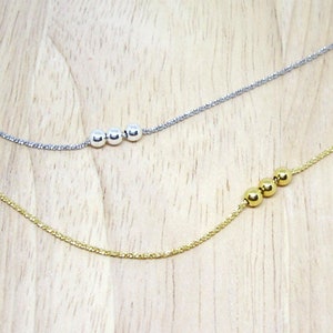 Silver Ball Necklace - Golden Minimal Necklace - Dainty Sterling Silver Choker - Silver Dots Necklace - Gold Ball Choker - Rosary Necklace
