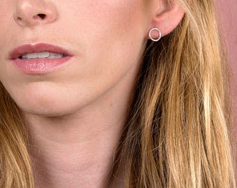 Silber Kreis Ohrringe - Kleine Kreis Ohrstecker - Sterling Silber Runde Ohrstecker - Oxidierte Kreis Ohrstecker - Golp Plattierte Kreis Ohrstecker
