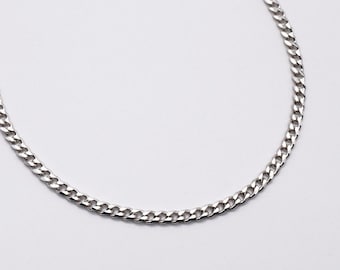 Silverlänkhalsband - Silverlänkchoker - Länkkedjehalsband - Trendig kedja - Minimalistiskt halsband - Trottoarkantschoker - Silverkedjachoker