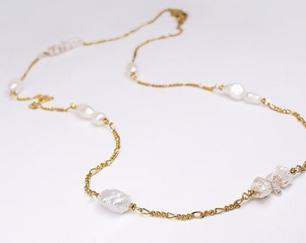 Halsband med barockpärlor - Halsband med blandade pärlor - Pärlhalsband i sterlingsilver - Kedja med sötvattenspärlor - Gåva till brudtärna - Bröllopsjuvel