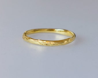 Silver Stack Ring - Golden Dainty Ring - Minimal Stacking Ring - Stackable Ring - Sterling Silver Textured Ring - Ring Set - Gold Stack Ring