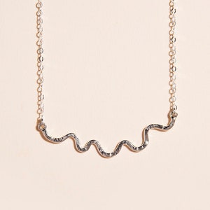 Silver Wave Necklace - Sterling Silver Wave Pendant - Irregular Silver Necklace - Silver Wave Choker - Minimal Necklace - Original Jewellery