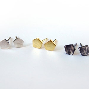 MARGOT Small Silver Earrings - Geometric Stud Earrings - Sterling Silver Nugget Earrings - Minimal Earrings - Oxidized Stud - Gold Plated