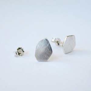 Silver Nugget Earrings - Mismatched Earrings - Oxidized Studs - Gold Plated Nugget Earrings - Geometric Stud Earrings - Irregular Earrings