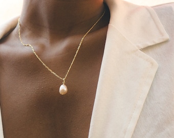 Barock Perlen Anhänger Halskette - Rosa Perle Anhänger - Sterling Silber Perlen Halskette - Zierliche Halskette - Süßwasser Perle - Brautjungfer Geschenk