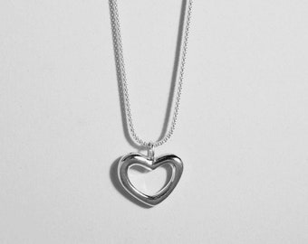 Herz Halskette - Stering Silber Herz Anhänger - Silber Herz Halskette - Unregelmäßige Herz Halskette - Liebe Anhänger - Valentinstag Schmuck