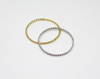 Twisted Sterling Silver Ring - Dainty Braided Ring - Ultra Thin Twist Ring - Minimal Stacking Ring - Gold Plated BraidRing