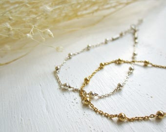 Silver Balls Bracelet - Rosary Style Bracelet - Gold Plated Rosary Bracelet - Sterling Silver Eternity Bracelet - Golden Balls Bracelet