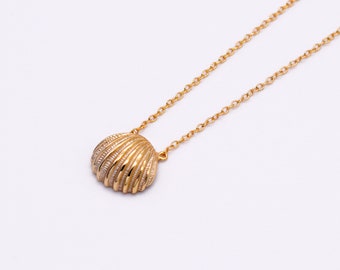 Shell-Halskette - Golden Conch Neklace - Sterling Silber Meer Shell Halskette - Sommer Halskette - Gold Shell Anhänger - Shell Charm Halskette