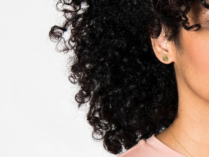 GLORIA Small Stud Earrings Silver Coin Earrings Silver Disc Earrings Gold Plated Disc Studs Gold Coin Earrings Textured Earrings
