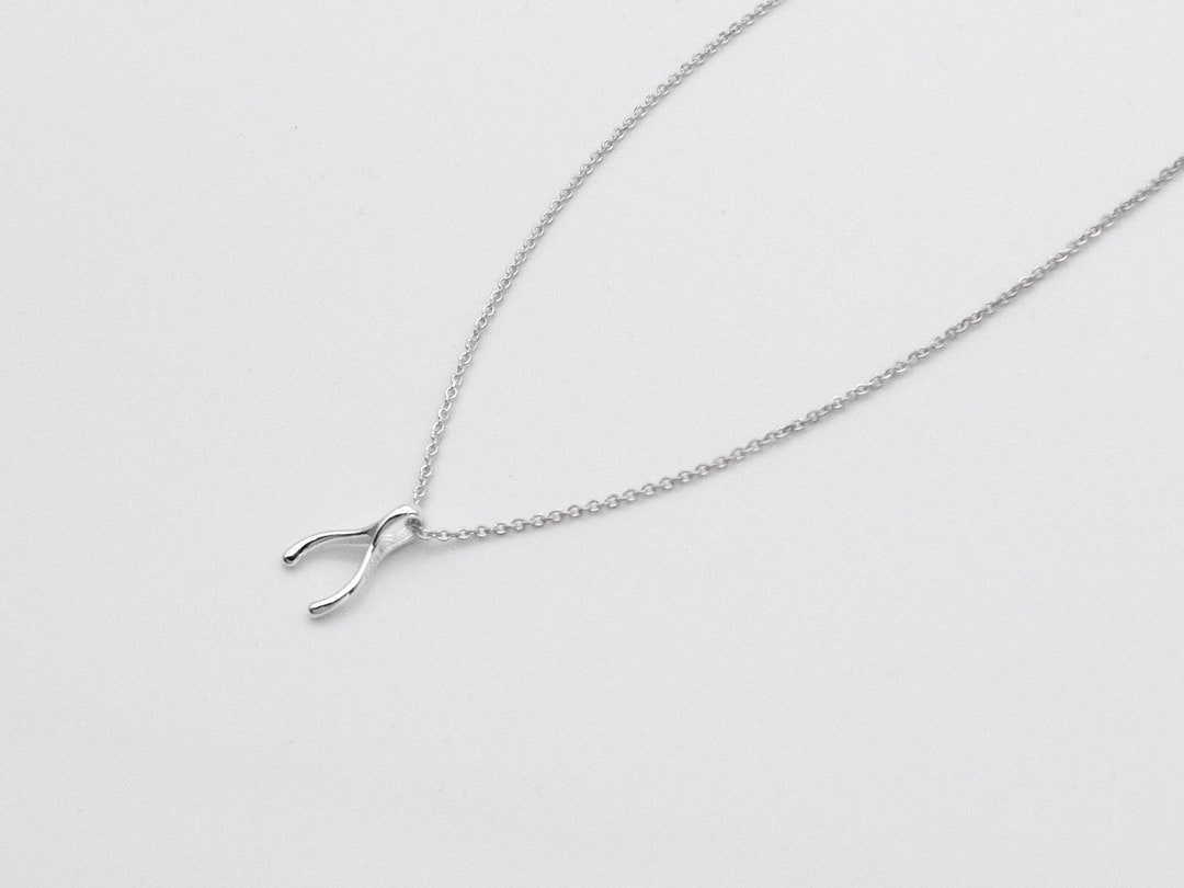 Silver Wishbone Necklace Sterling Silver Wishbone Pendant Etsy