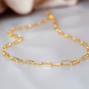 Silver Chain Necklace - Paper Clip Necklace - Gold Link Chain - Trendy Chain - Layer Necklace - Sterling Silver Link Choker - Minimal Chain
