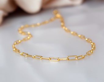 SilberKette Halskette - Papierclip Halskette - Gold Gliederkette - Trendy Kette - Layer Halskette - Sterling Silber Glieder Choker - Minimal Chain