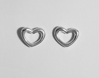 Hjärtörhängen - Silverhjärtörhängen - Hjärtstift - Kärleksörhängen i sterlingsilver - Alla hjärtans dag-present till henne - Stora hjärtörhängen