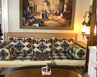 Arabesque Rainbow Diwan Majlis Jalsa Floor Seating Sofa 2 Meter (6.5ft) Set جلسة عربية