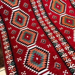 Arabesque Woven Red Orange Arabic Fabric by the yard