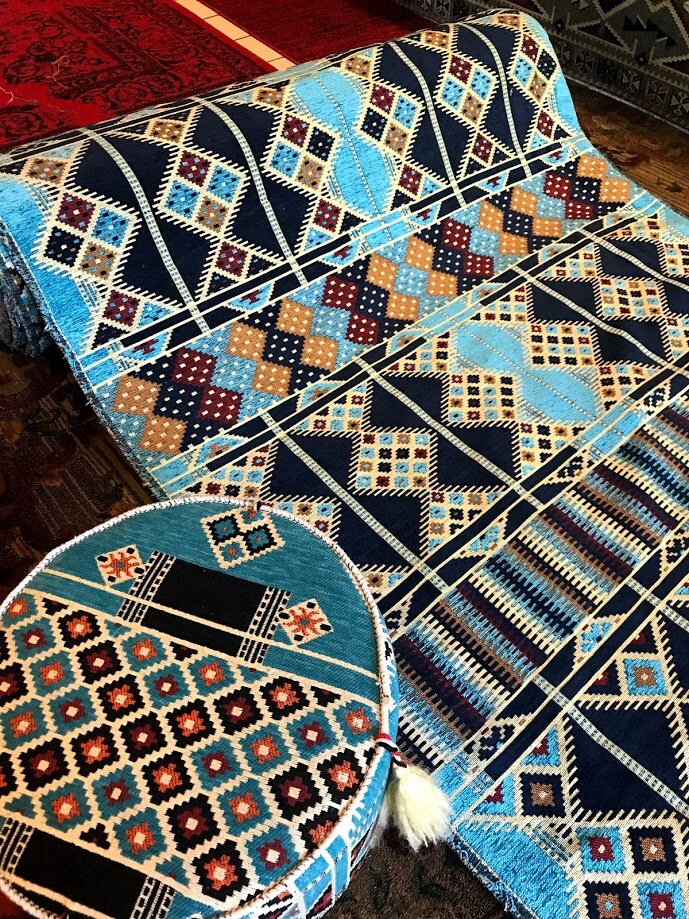 Arabesque Woven Turquoise Arabic Fabric by the Yard - Etsy