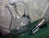 Vintage Hawkes Sterling Silver and Crystal Etched Stopper Bottle Cruet