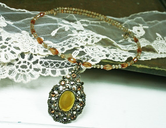 Vintage Monet Choker Necklace, Ornate Pendant Cho… - image 2