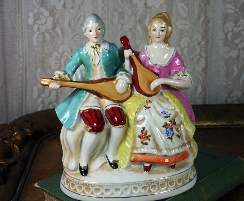 Hinode Japan Figurines Hand Painted Porcelain Figurines Lute Players