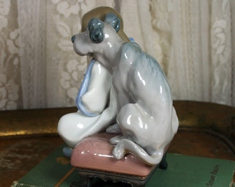 Girl with Sling and Dog Lladro Sculpture We Can't Play #5706 Rare Collector's Lladro Sculpture Figurine Vintage Porcelain Figurine