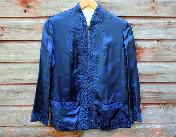 Vintage Reversible Chinese Silk Jacket, Royal Blue