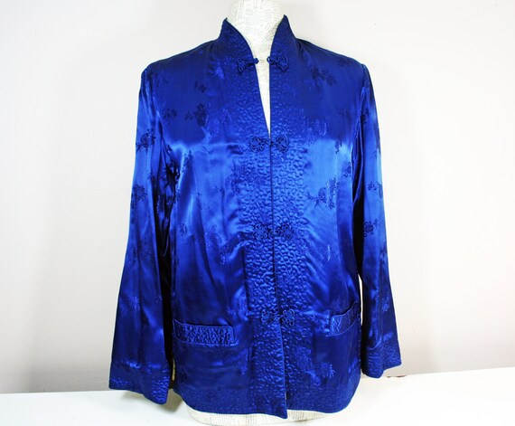 Vintage Reversible Chinese Silk Jacket, Royal Blue