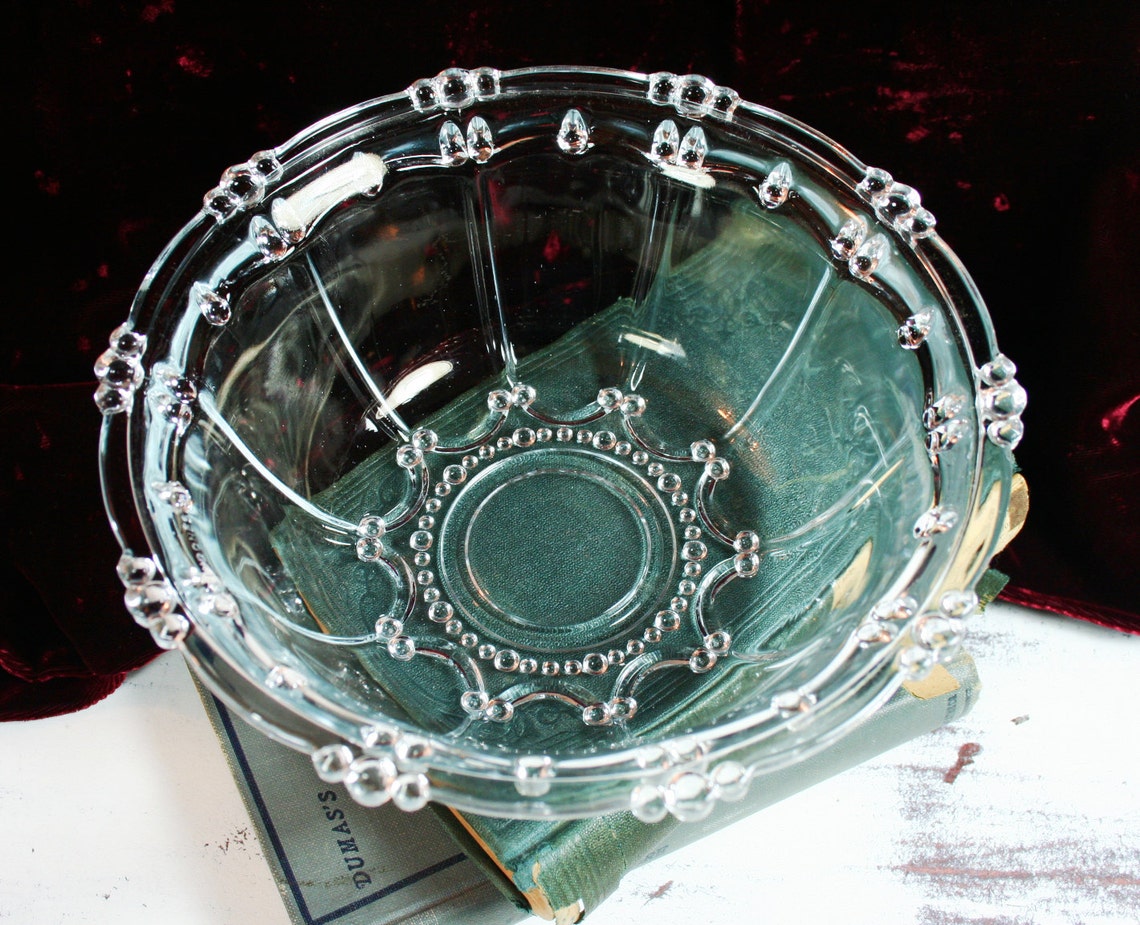 Vintage Covered Crystal Dish Starburst Design Glass Dish Etsy
