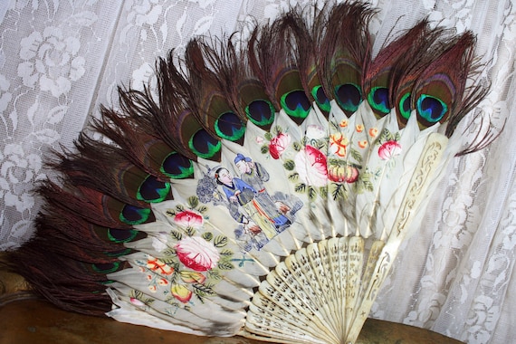 Rare Antique Chinese Fan, Hand Painted Chinese Fan