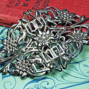 Hebilla de cinturón Art Nouveau antigua, Hebilla de cinturón de metal moldeado de hallazgo raro, Hebilla de cinturón de plata vintage