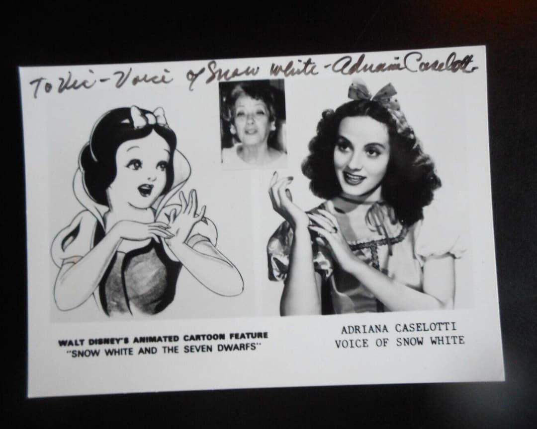Walt Disney Voice of snow White, Adriana Caselotti, Signed Photo 4x5 - Etsy - Who Was The Voice Of Snow White