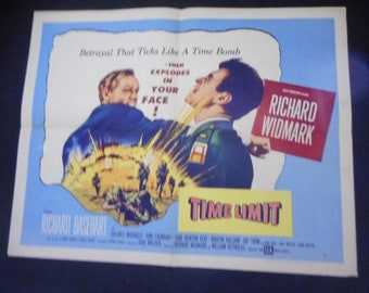 Vintage Half Sheet Movie Poster-Time Limit ,1954 Richard Widmark