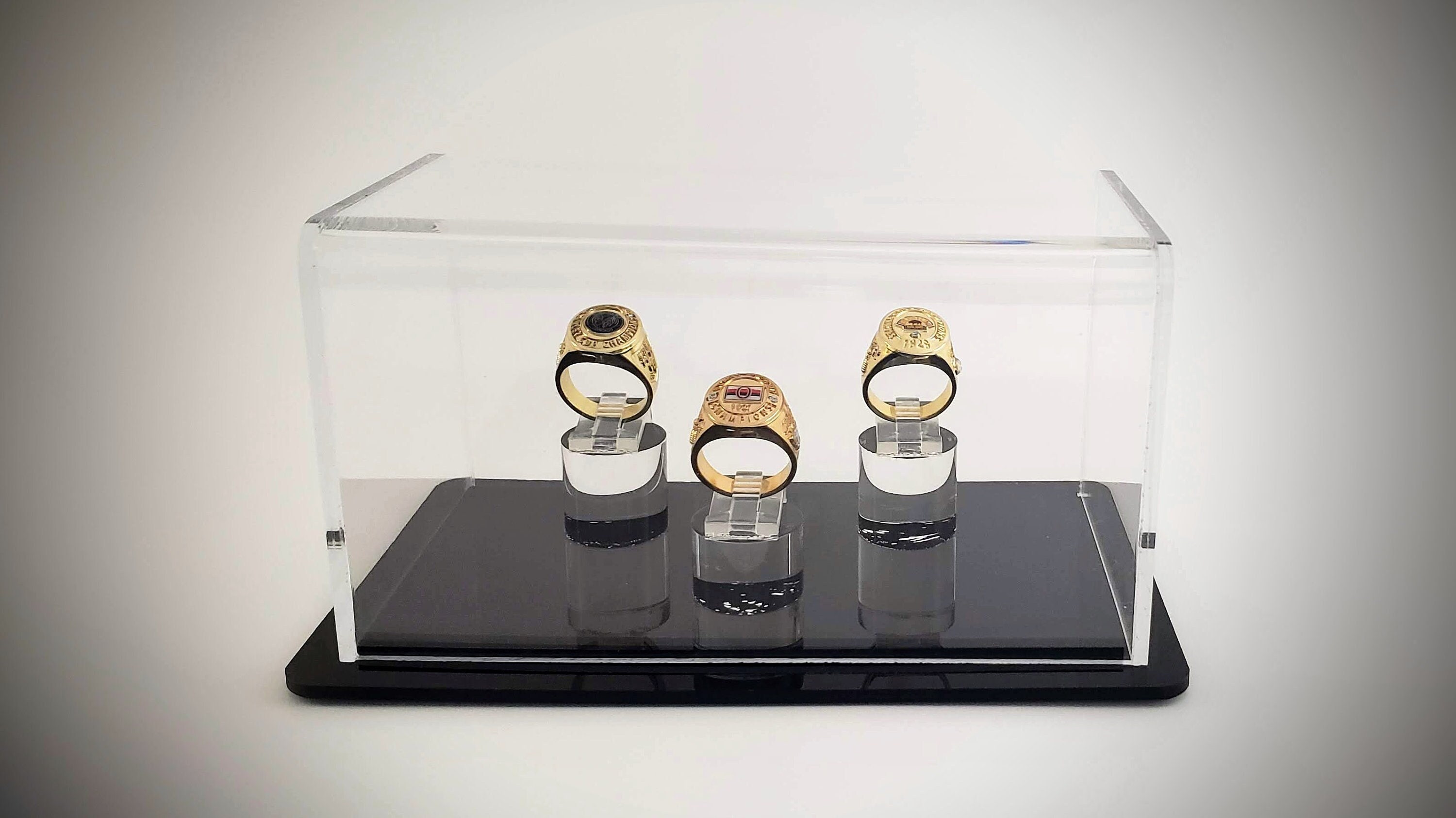 3 Ring Display Case for Collectors Rings, Championship Rings or Other Rings