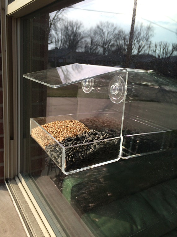 Clear Acrylic Window Mount Bird Feeder See Thru Window Mount Etsy