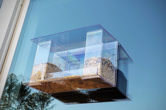 Mangeoire à oiseaux en acrylique transparent, montée sur la fenêtre,  transparente fabriquée aux États-Unis -  France