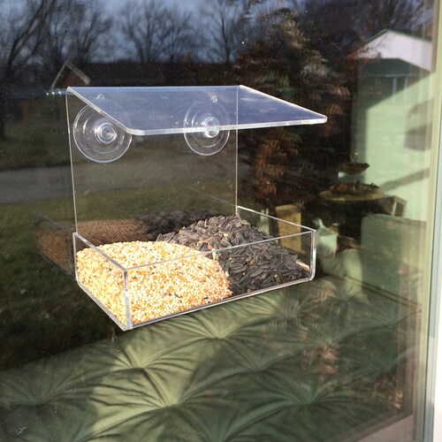 Clear Acrylic Window Mount Bird Feeder See Thru Window Mount Etsy