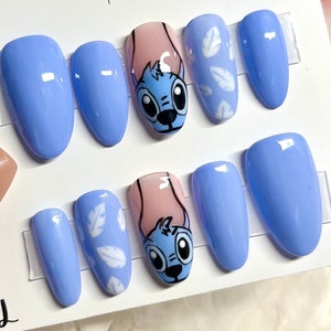 Lilo and Stitch and Smurf Nail Art Stickers, Cartoon Nail Stickers