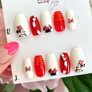 Captain Minnie Mouse Disney Cruise Line Inspired Press on Nails | Stick on Nails | Fake Nails | DCL | Glue on Nails