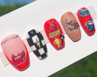 Disney Cars Nails, Disney Press on Nails, Lightning McQueen