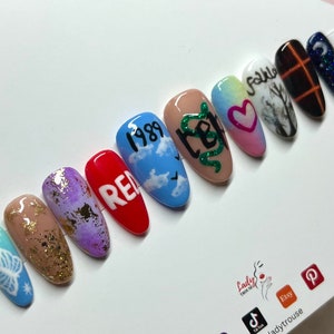 Eras Tour Press on Nails,  Eras Tour, Stick On Nails, Swifties Nails, Album Nails, Taylor’s Version
