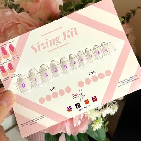 Sizing Kit for Press on Nails Lady Trouse, Press on Nails, Stick on Nails, Coffin, Almond, Rounded, Oval, Square