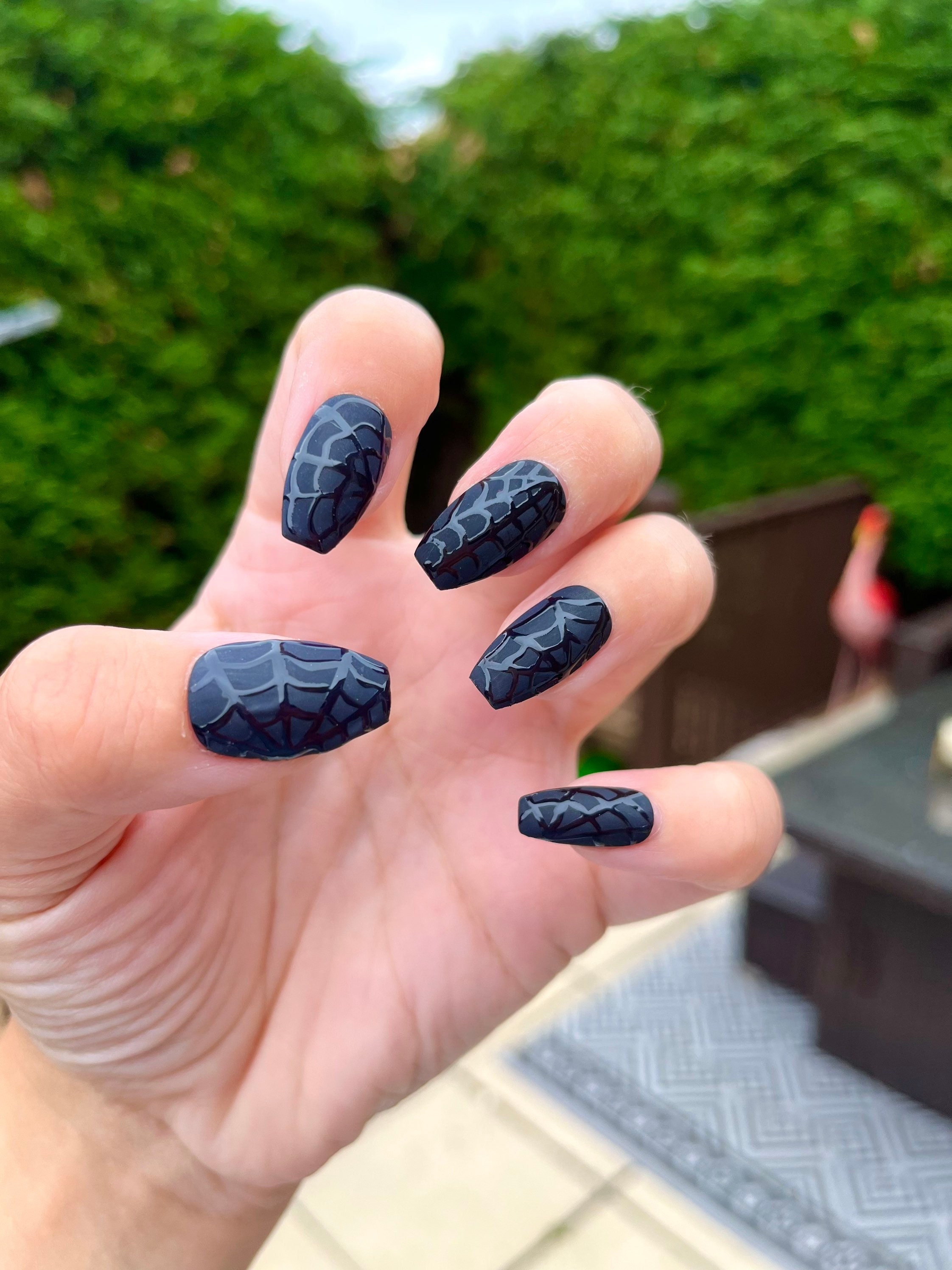 Download Matte Black Color Nail Designs Picture | Wallpapers.com